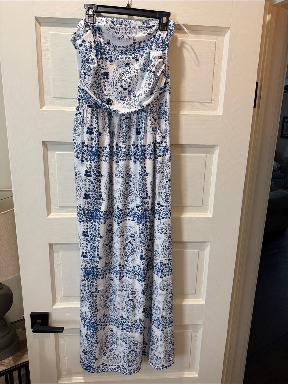 Grace Karin White and Blue Floral Maxi Dress